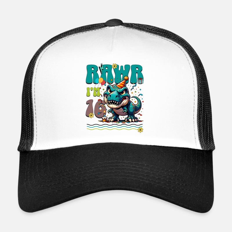 16e anniversaire Rawr T Rex Dinosaure Casquette trucker 
