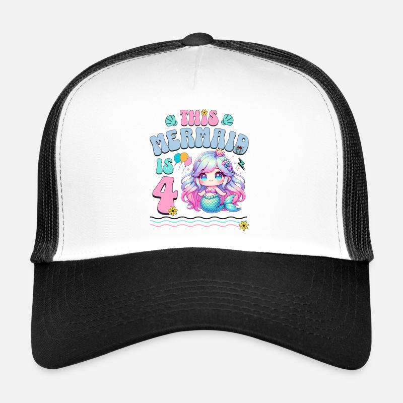 Meerjungfrau 4. Geburtstag Mädchen Kinder Trucker Cap