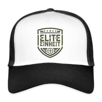 Elite Einheit - Brüderschaft Edition - Militär - Trucker Cap - Weiß/Schwarz - Vorne