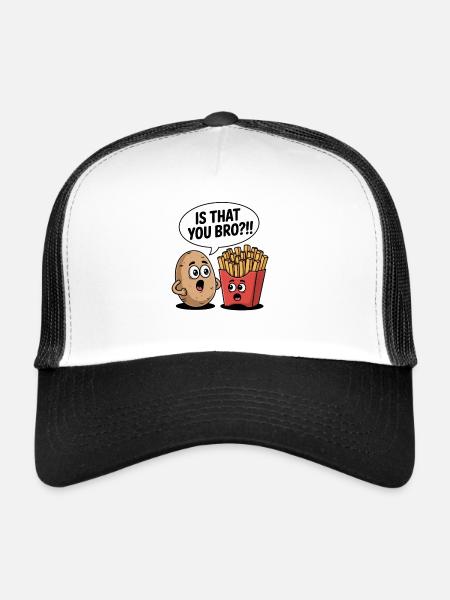 C’est toi mon frère ? Dessin animé de frites de pommes de terre drôle - Casquette trucker  - blanc/noir - Devant