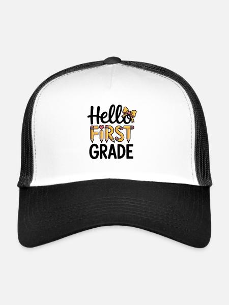 Bonjour Inscription à l’école Pencil School de première année - Casquette trucker  - blanc/noir - Devant