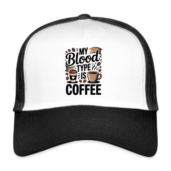 Groupe sanguin Café Café Amateur de Dire - Casquette trucker  - blanc/noir - Devant