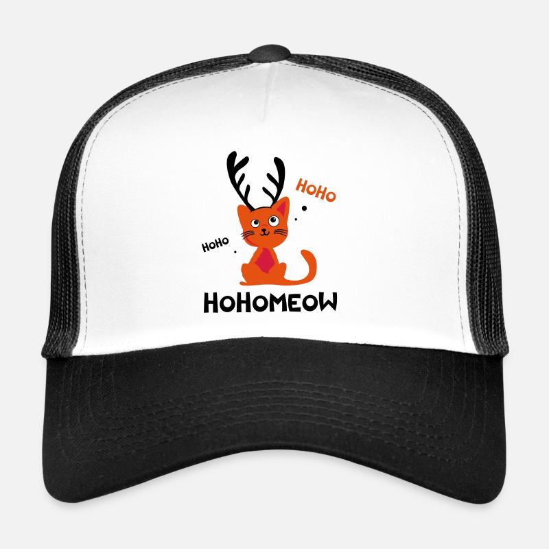 HohoMeow - Weihnachtskatze Geschenkidee Christmas - Trucker Cap - Weiß/Schwarz