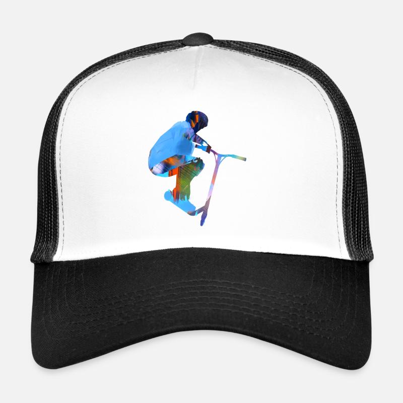 Stuntscooter,Trickscooter,tricks,stunt,e-scooter, - Trucker Cap - Weiß/Schwarz