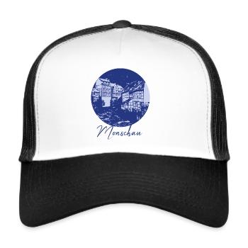 Monschau,skyline,city,circle,blue circle,purple - Trucker Cap - white/black - Front