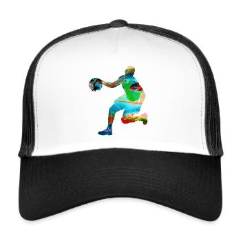 Basketball,ball, bunt , Graffiti - Trucker Cap - Weiß/Schwarz - Vorne