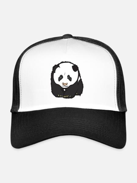 Ours panda - Casquette trucker  - blanc/noir - Devant