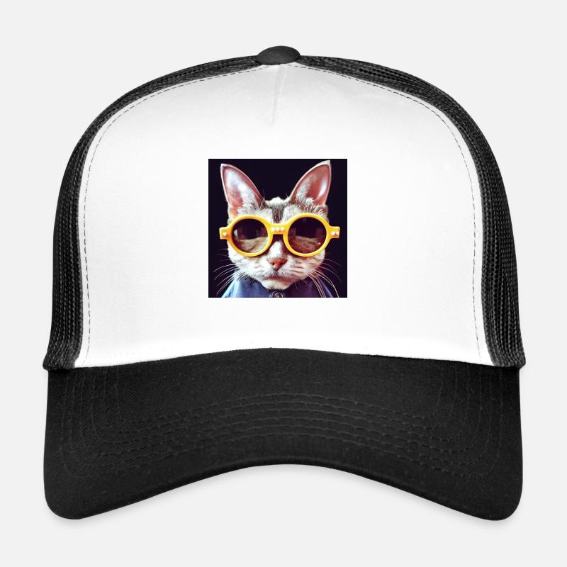 Drôle de chat avec des lunettes funky Casquette trucker 
