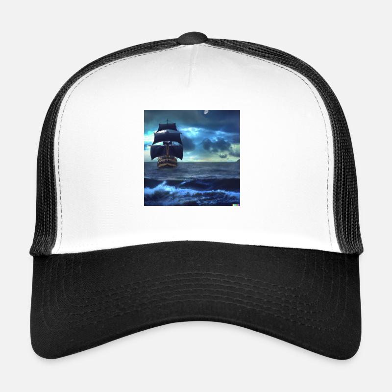 Dunkle Wellen - Trucker Cap - Weiß/Schwarz