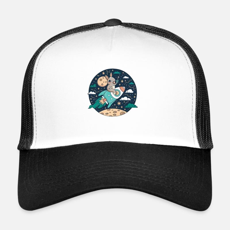 Mondgebundene Hasen-Rakete - Trucker Cap - Weiß/Schwarz