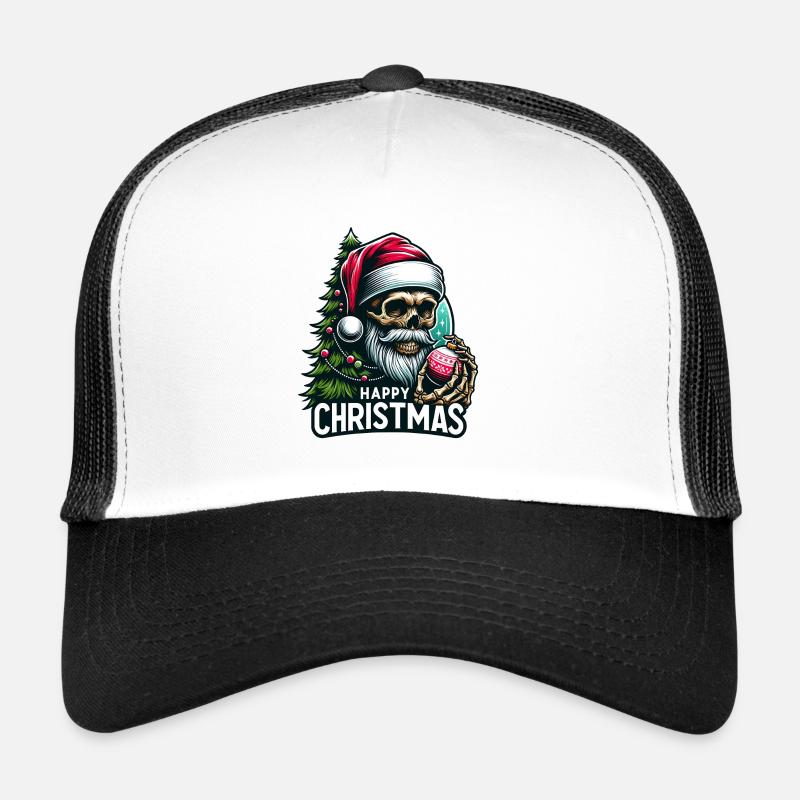 Weihnachtsmann Skull mit Christbaumkugel Trucker Cap