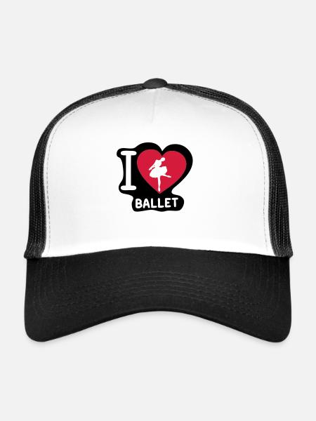 love coeur heart danseuse ballet dancer1 - Casquette trucker  - blanc/noir - Devant
