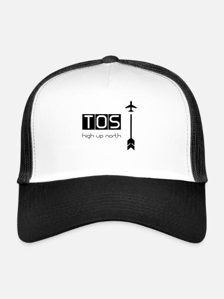 Tromsø TOS Airport // High Up North // Norwegen - Trucker Cap - Weiß/Schwarz - Vorne