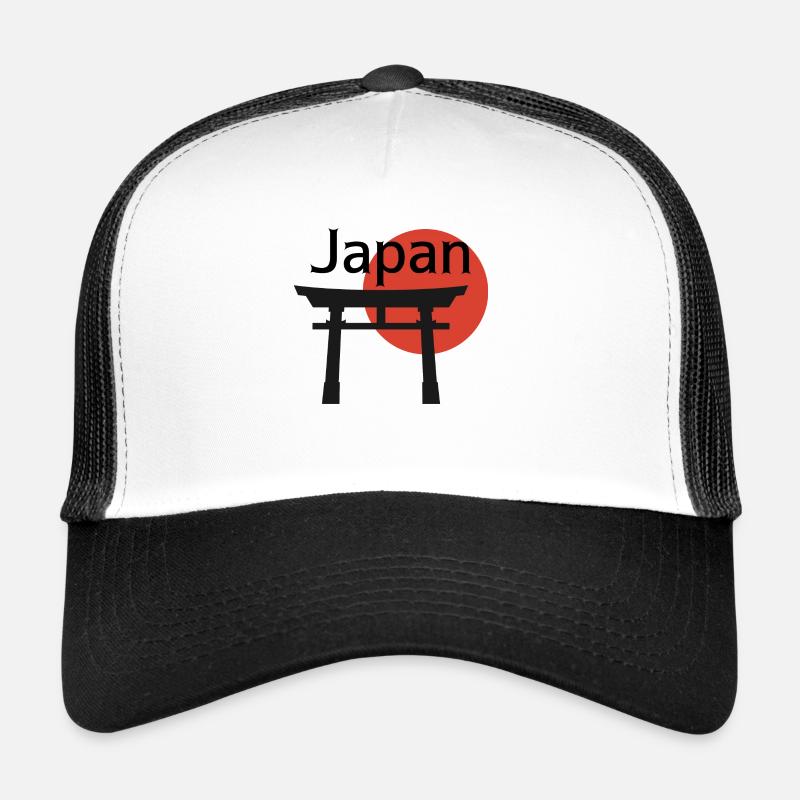 Japan with Gate Background Design - Trucker Cap - Weiß/Schwarz