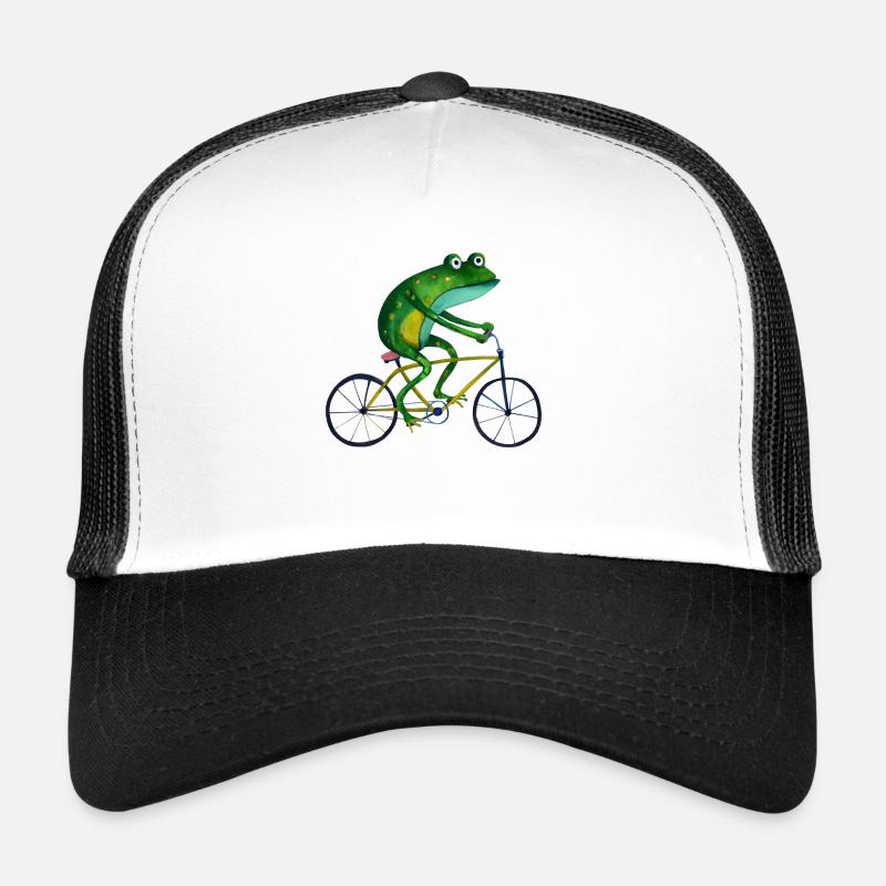 Frog On Bicycle Trucker Cap