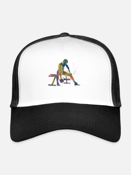 Exercice de gymnastique-musculation - Casquette trucker  - blanc/noir - Devant