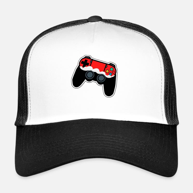 Roter und schwarzer Weihnachts-Gamecontroller Trucker Cap