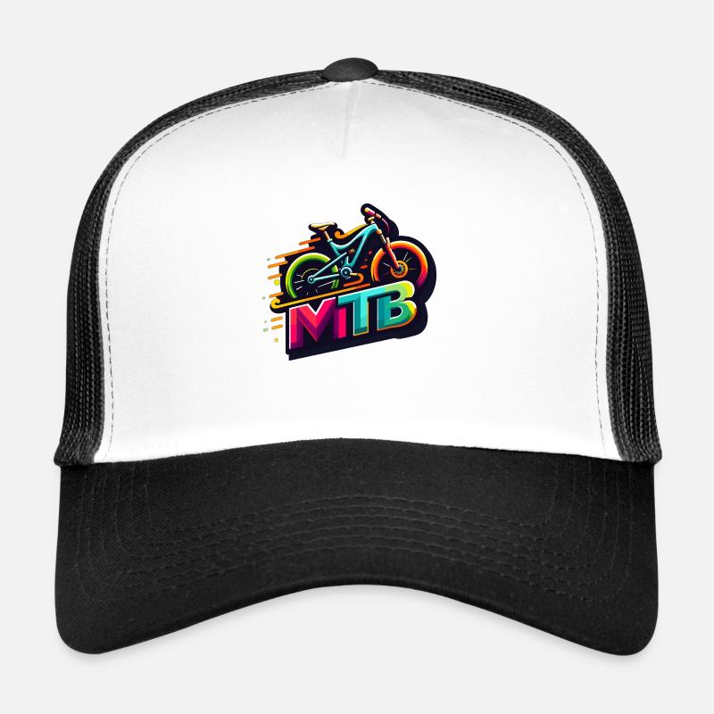Mountainbike design MTB - dynamisch und bunt - Trucker Cap - Weiß/Schwarz