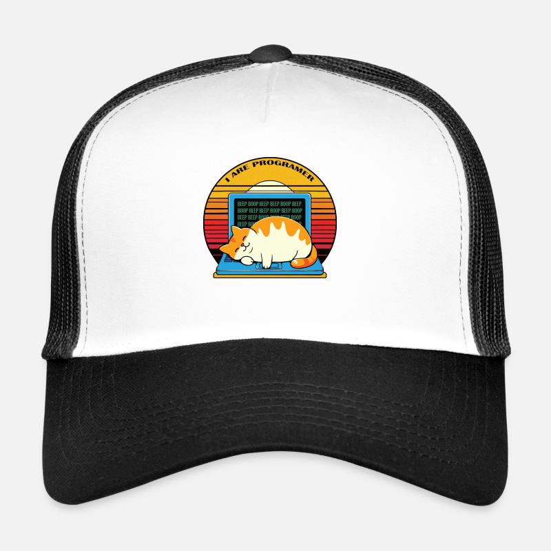 Ich bin Programmierer, fette schlafende Katze - Trucker Cap - Weiß/Schwarz