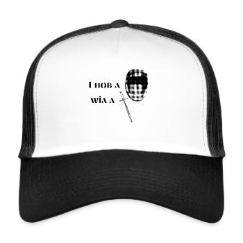 Schwäbisch - A Gosch wia a Schwert - Sprichwort - Trucker Cap - Weiß/Schwarz - Vorne