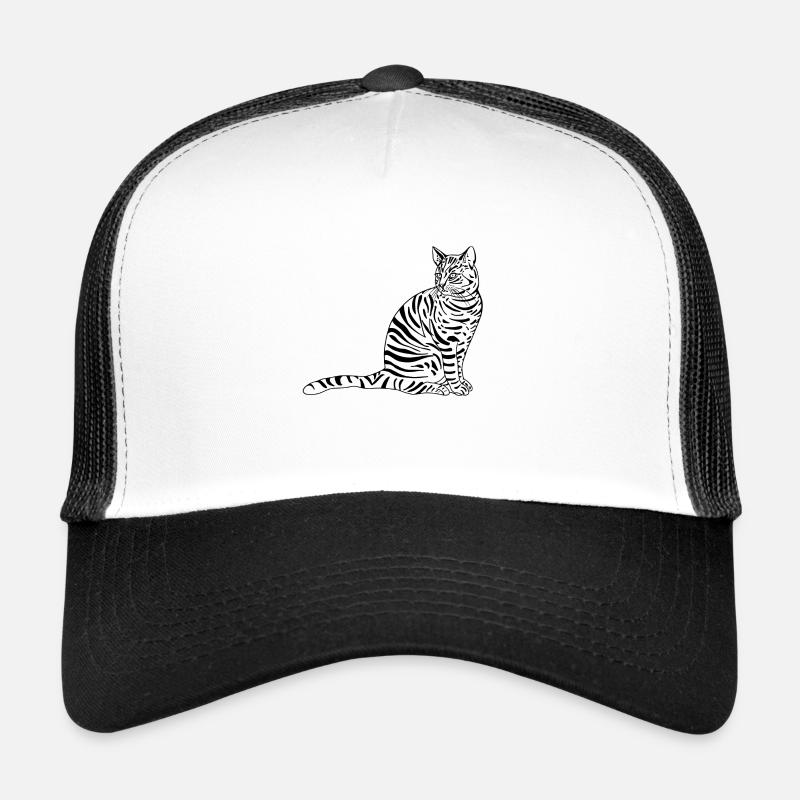 Silhouette noire d’un chat. Casquette trucker 