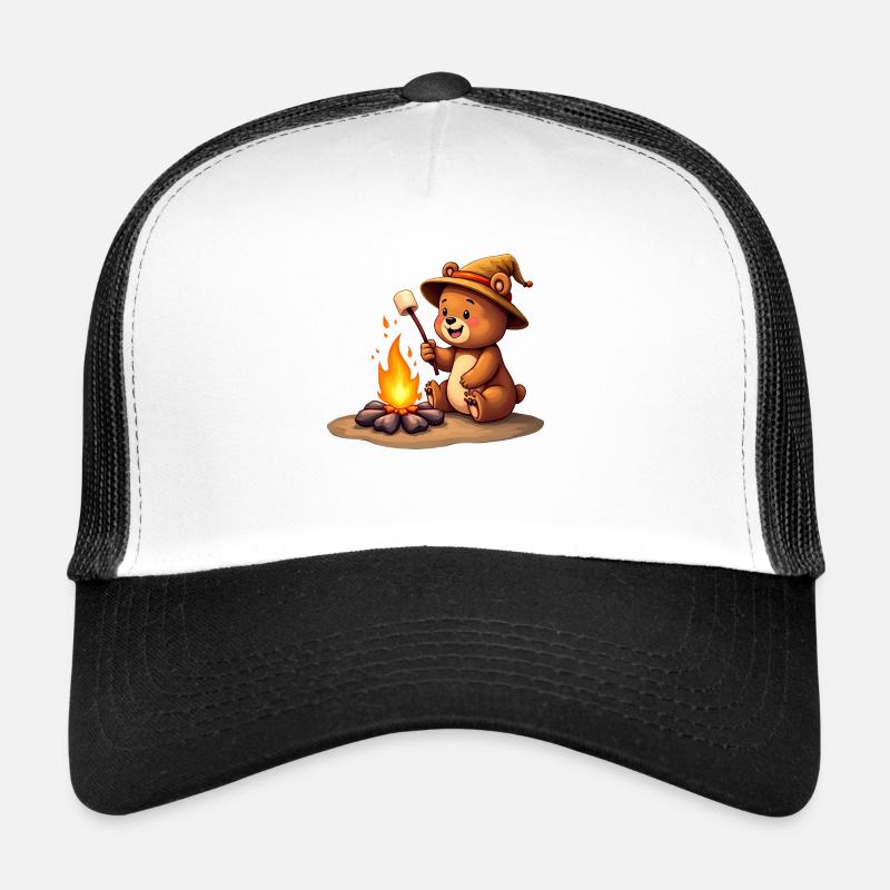 Bear Campfire Marshmallow Treat Trucker Cap