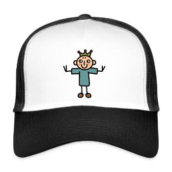 Petit roi prince fils enfant frère garçon Bub - Casquette trucker  - blanc/noir - Devant