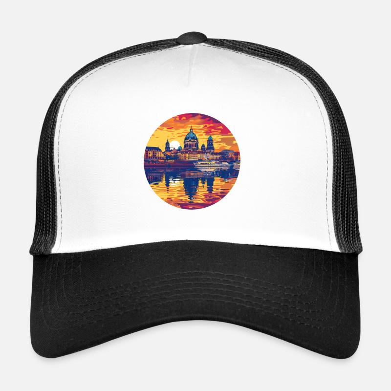 Dresden Skyline - Trucker Cap - Weiß/Schwarz