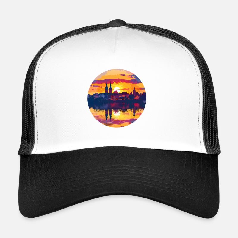 Tübingen Skyline - Trucker Cap - Weiß/Schwarz