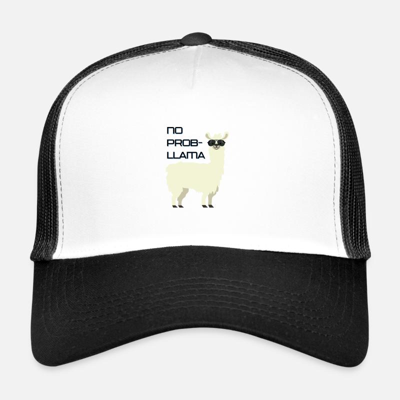 No Problama Lama Lustiger Spruch Alpaka Geschenk - Trucker Cap - Weiß/Schwarz