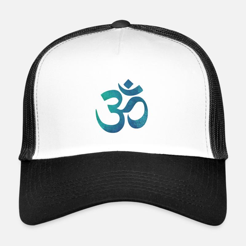 Om mandala blue - Casquette trucker  - blanc/noir