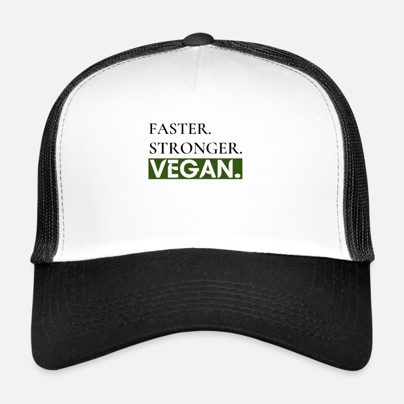 Faster. Stronger. Vegan. | Vegan - Trucker Cap - Weiß/Schwarz