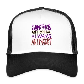 ANTISOCIAL ANTIFASCIST - Trucker Cap - white/black - Front
