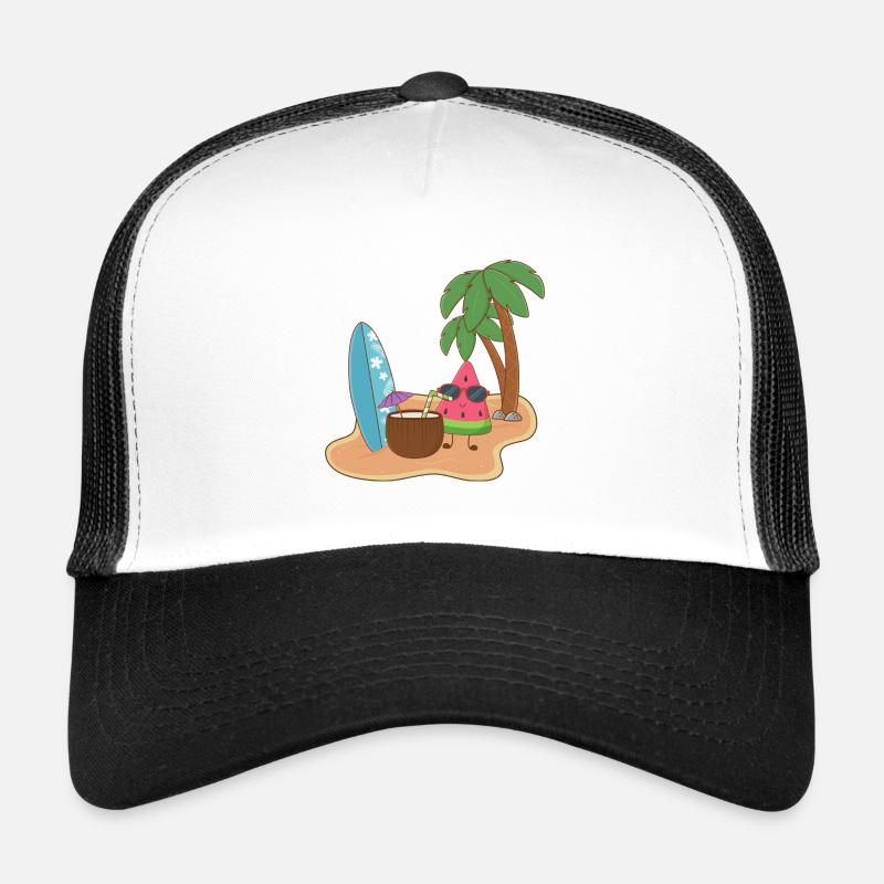 Mel Melone auf der Insel Sommer Melone - Trucker Cap - Weiß/Schwarz