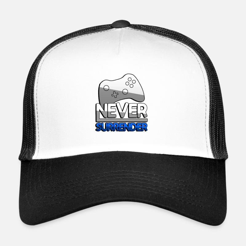 NEVER SURRENDER (Blau) + Controller - Gaming Trucker Cap