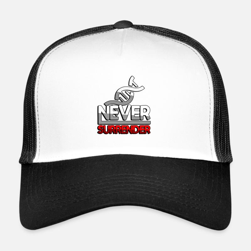 NEVER SURRENDER (Rot) + DNA - Gaming Trucker Cap