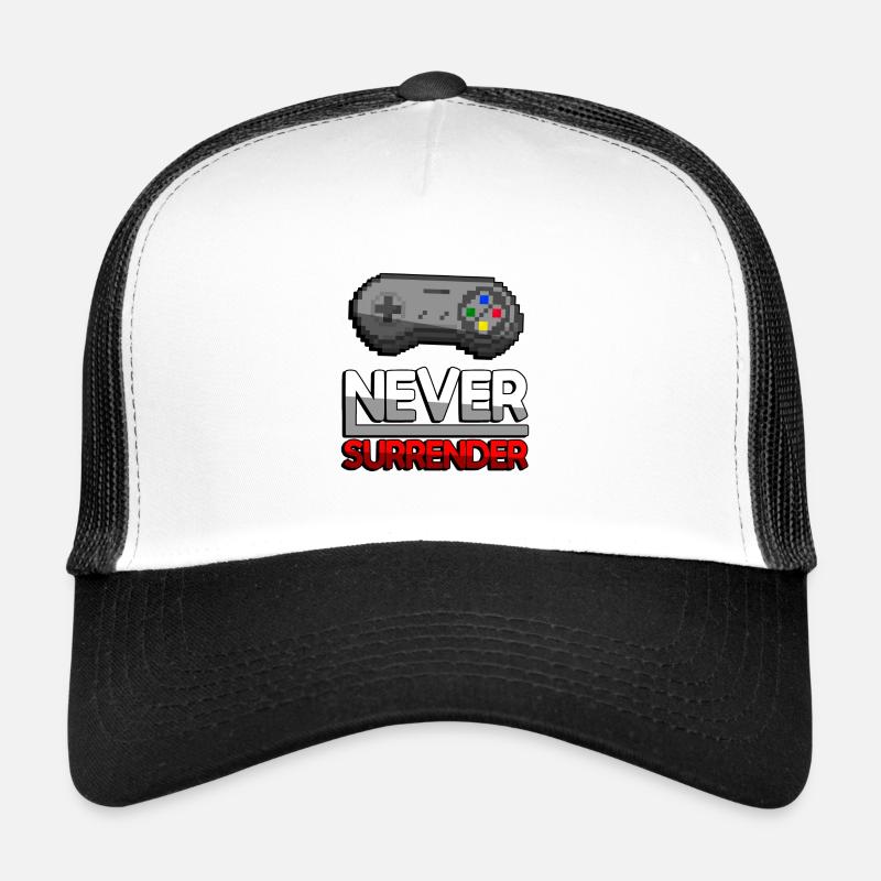 NEVER SURRENDER (Rouge) + Contrôleur SNES - Jeux Casquette trucker 