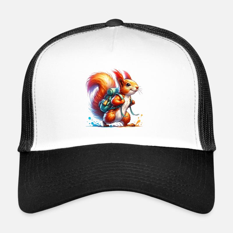 Wandern Natur Eichhörnchen Nüsse Tierliebe - Trucker Cap - Weiß/Schwarz