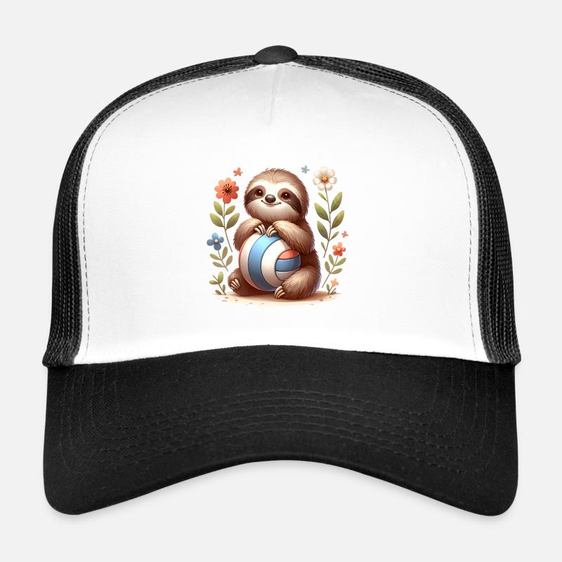 Cute Sloth Playing Volleyball Design Trucker Cap