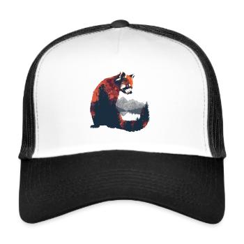 Roter Panda Katzenbär Red Panda - Trucker Cap - Weiß/Schwarz - Vorne