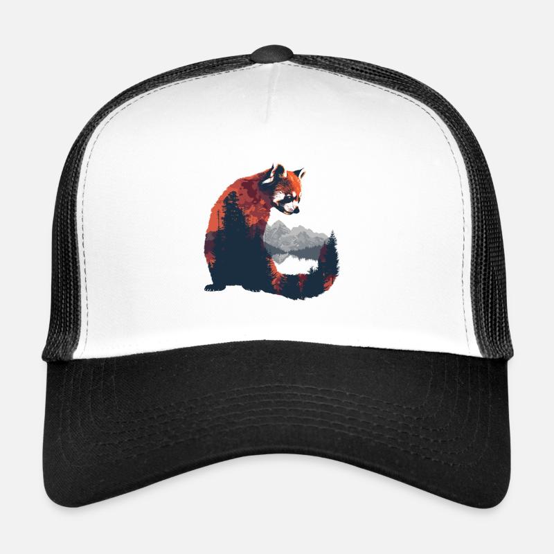 Roter Panda Katzenbär Red Panda - Trucker Cap - Weiß/Schwarz