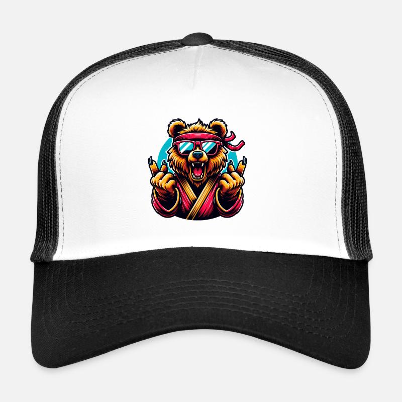 Ours De Karaté Cool Avec Lunettes De Soleil Et Bandeau Casquette trucker 