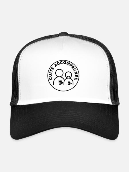 Cuite accompagnée, humour, alcool, apéro - Casquette trucker  - blanc/noir - Devant