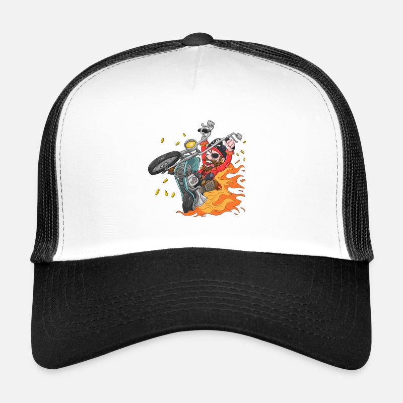 Motorrad Pirat - Trucker Cap - Weiß/Schwarz