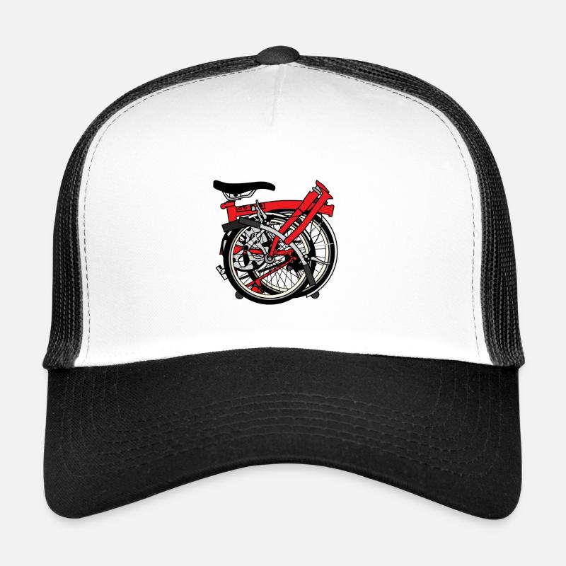 Brompton Bicycle ready to be transported. Trucker Cap