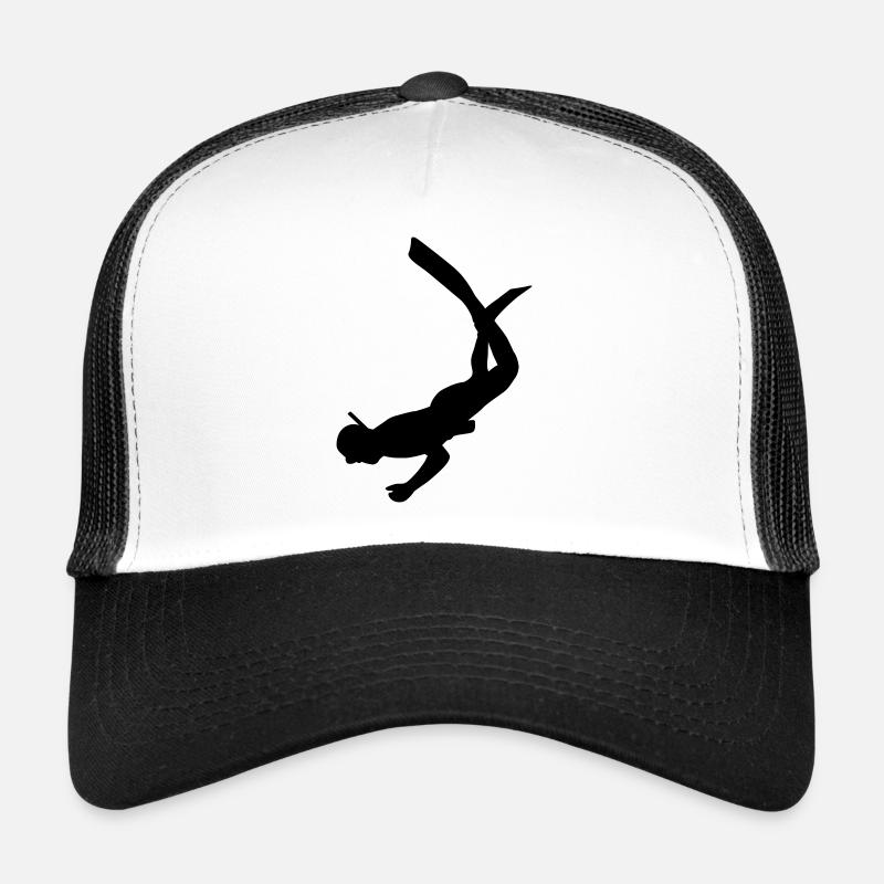 plongeur4 - Casquette trucker  - blanc/noir