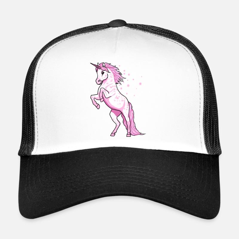 Pünktchen Einhorn Rosa - Trucker Cap - Weiß/Schwarz