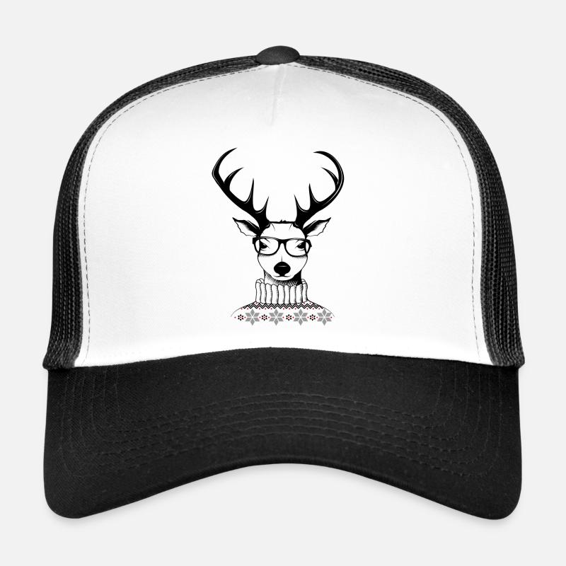 Hipster deer - Trucker Cap - white/black