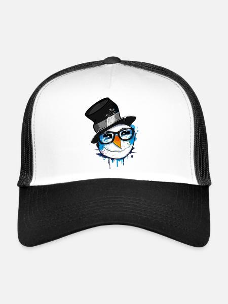 Snowman with nerd glasses - Trucker Cap - white/black - Front