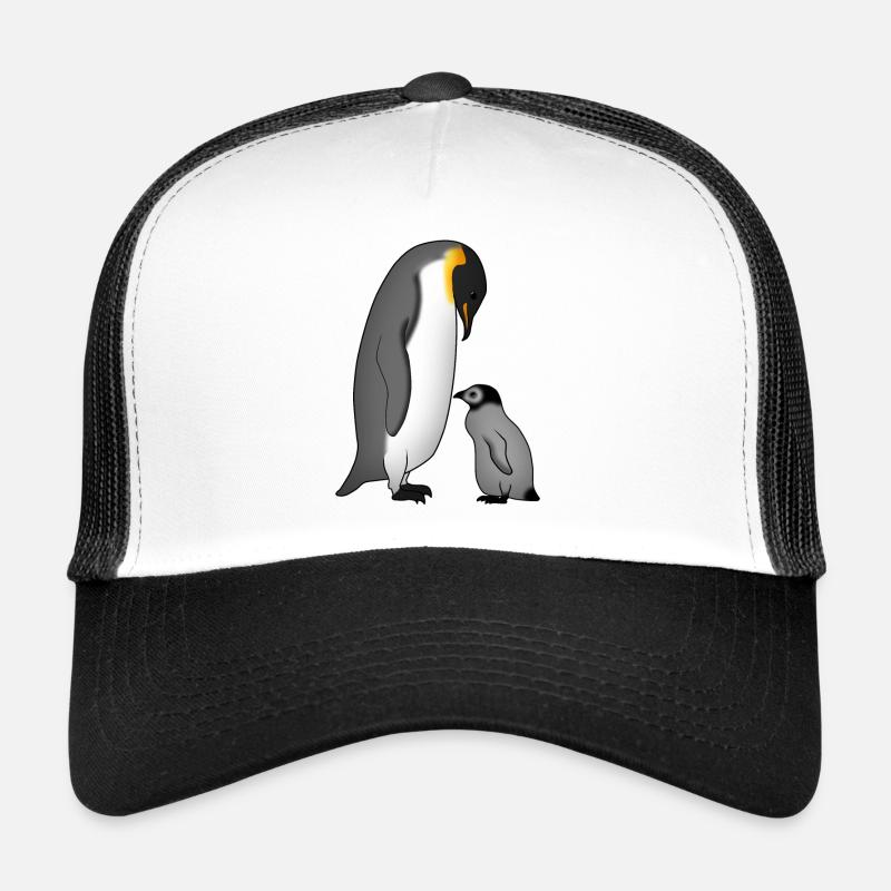 Manchot empereur avec bébé - Casquette trucker  - blanc/noir